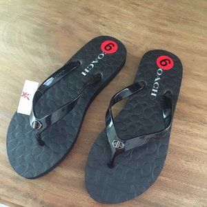 Coach Abbigail Black Flip Flops size 5-6 NWT
